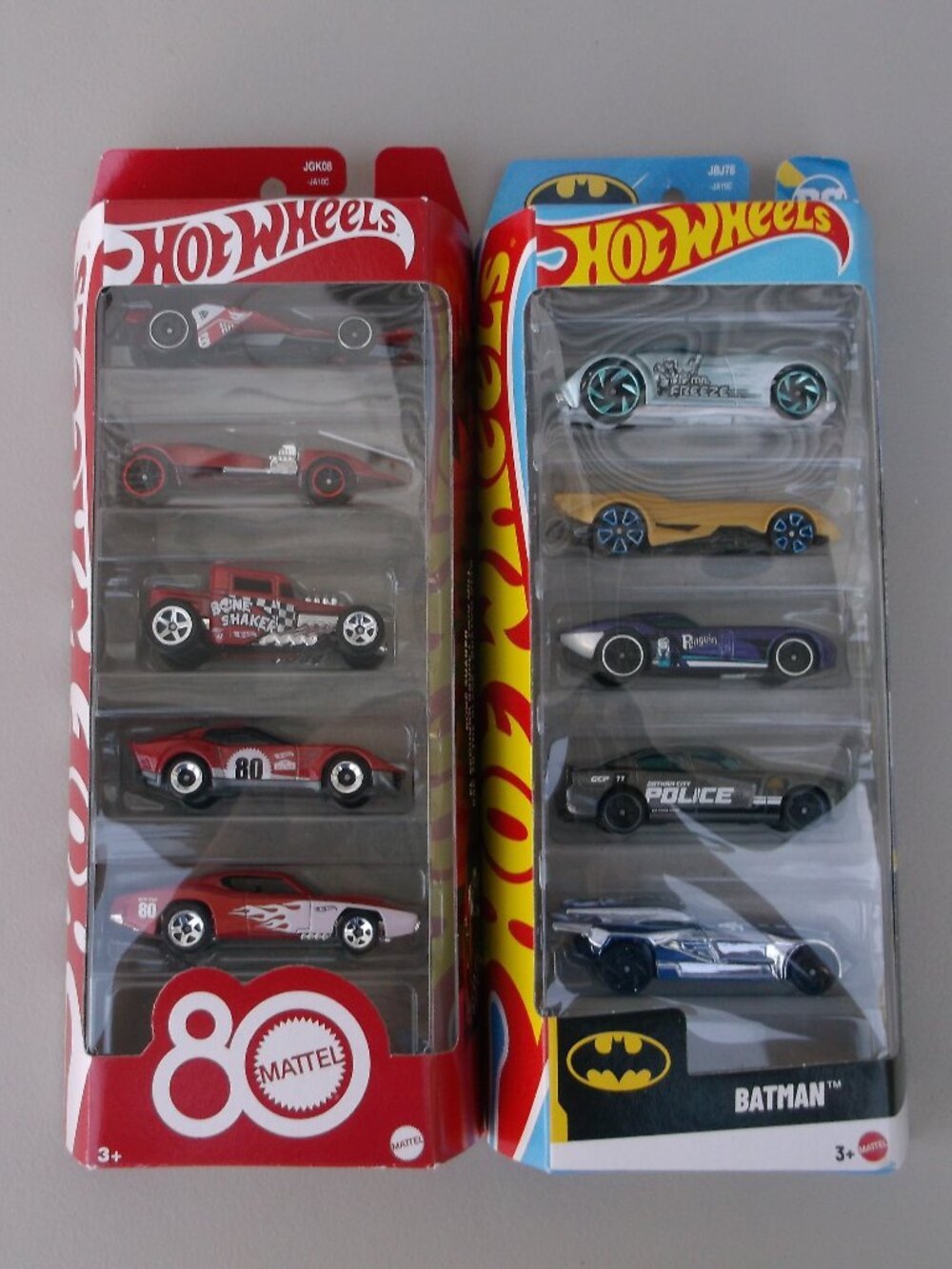 Hot Wheels 10‑Car Bundle • Mattel 80th Anniversary + Batman Pack • NWT